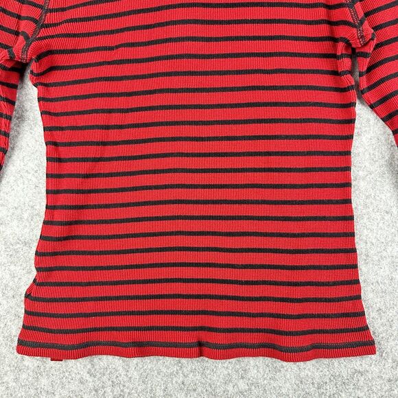 Lauren Ralph Lauren LRL Active Womens L Red Ribbed Striped LS 1/4 Zip Y2K Patch - Picture 10 of 16